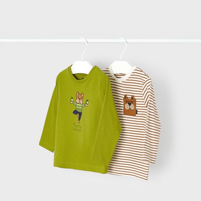 Mayoral Kışlık Erkek Bebek Uzun Kol T-shirt 2'li Set Yeşil