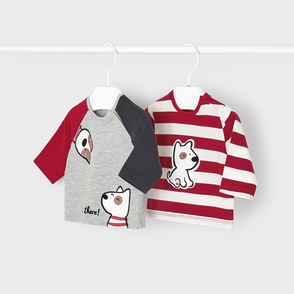 Mayoral Kışlık Erkek Bebek Uzun Kol S-shirt 2'li Set Kırmızı
