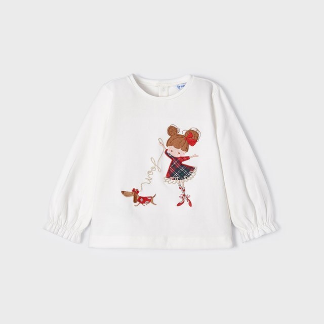 Mayoral Kışlık Kız Bebek Uzun Kol T-shirt Beyaz