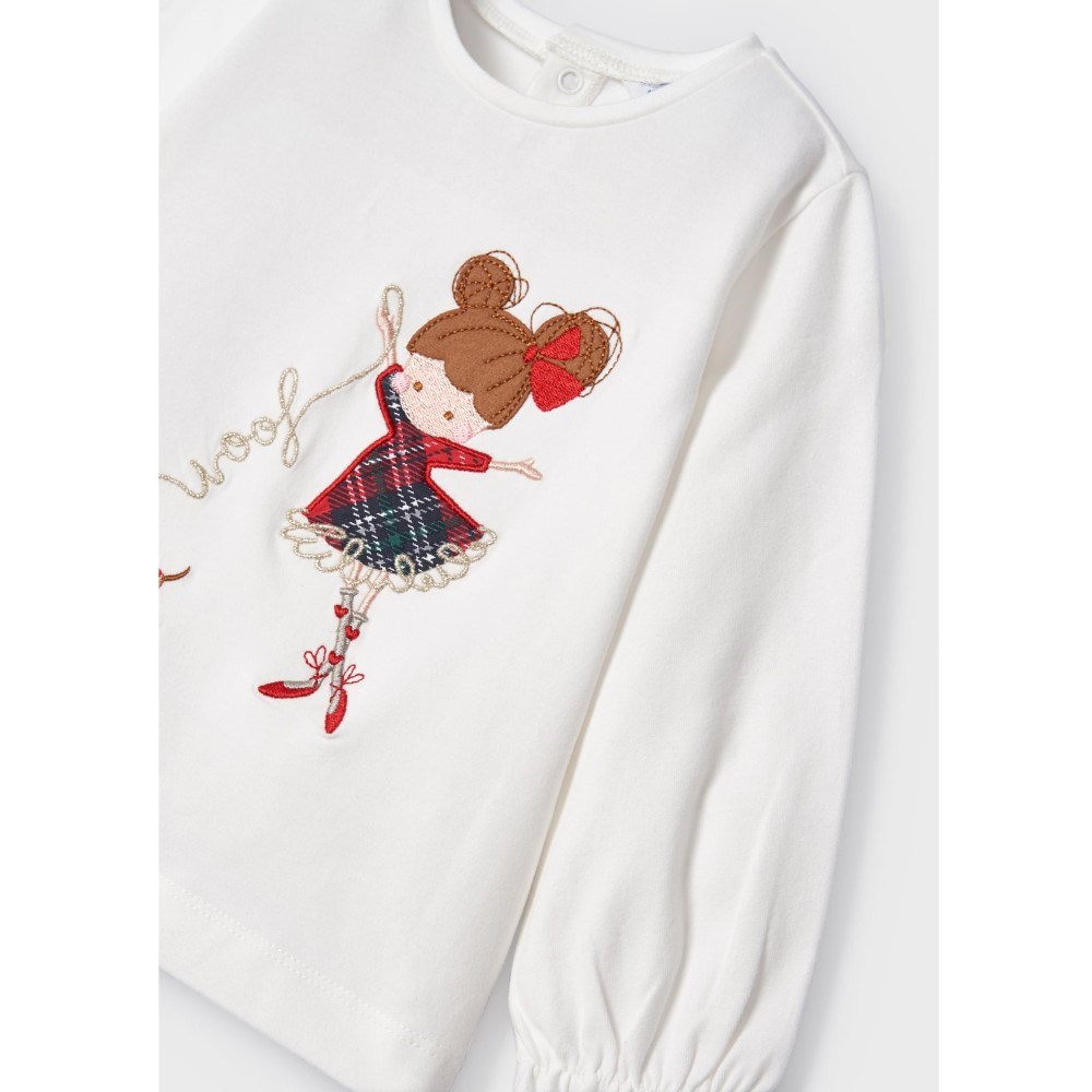 Mayoral Kışlık Kız Bebek Uzun Kol T-shirt Beyaz