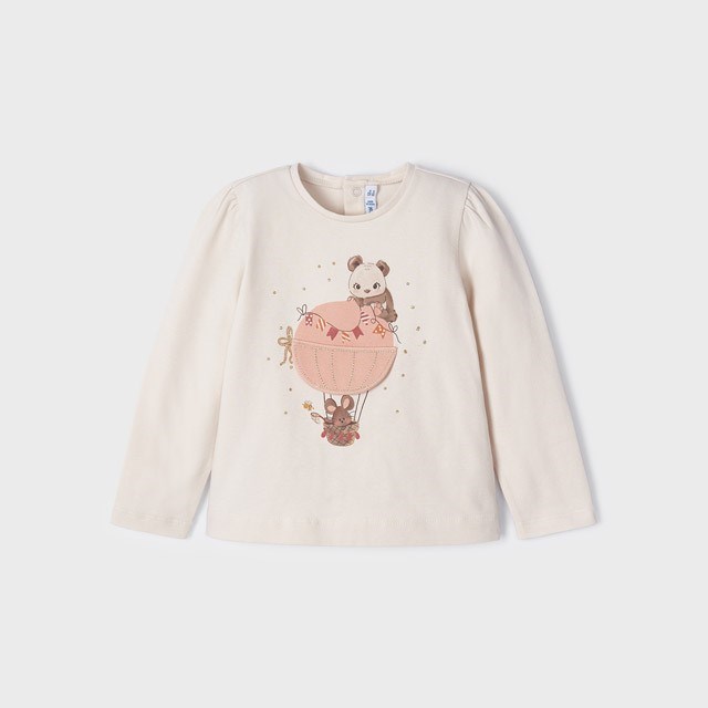 Mayoral Kışlık Kız Bebek Uzun Kol T-shirt Krem