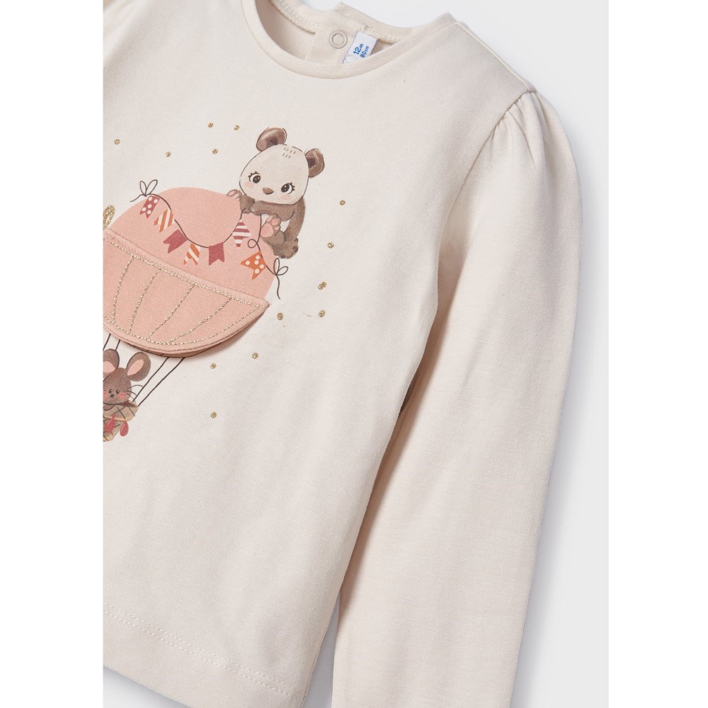 Mayoral Kışlık Kız Bebek Uzun Kol T-shirt Krem