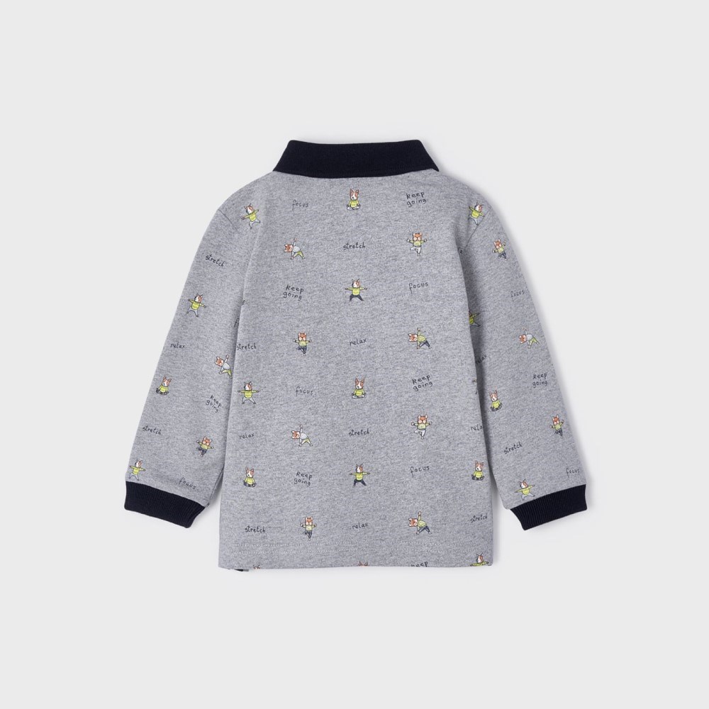 Mayoral Kışlık Erkek Bebek Uzun Kol Polo T-shirt Gri