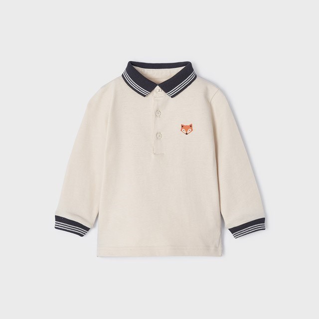 Mayoral Kışlık Erkek Bebek Uzun Kol Polo T-shirt Krem