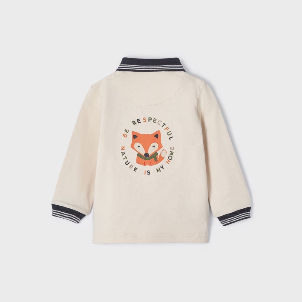 Mayoral Kışlık Erkek Bebek Uzun Kol Polo T-shirt Krem
