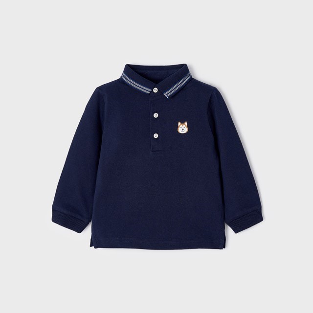 Mayoral Kışlık Erkek Bebek Uzun Kol Polo T-shirt Koyu Mavi