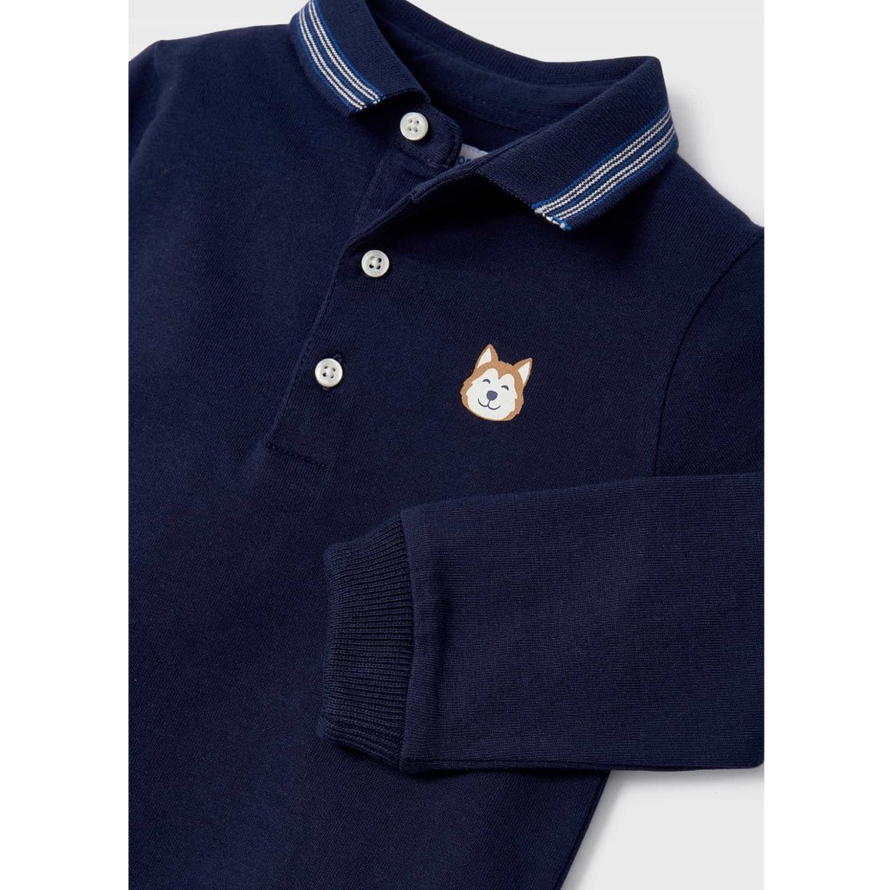Mayoral Kışlık Erkek Bebek Uzun Kol Polo T-shirt Koyu Mavi