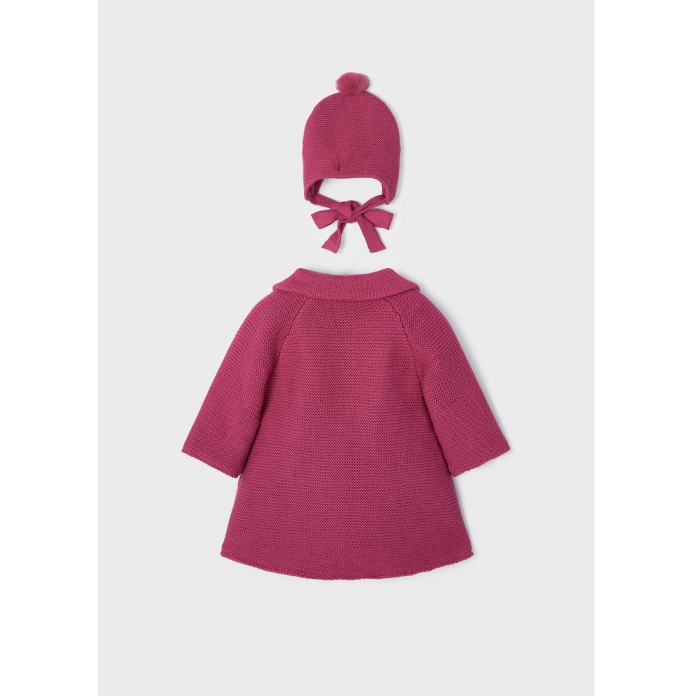Mayoral Kışlık Kız Bebek Örme Ceket ve Şapka 2'li Set Pembe