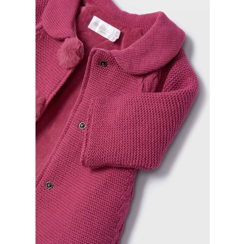 Mayoral Kışlık Kız Bebek Örme Ceket ve Şapka 2'li Set Pembe