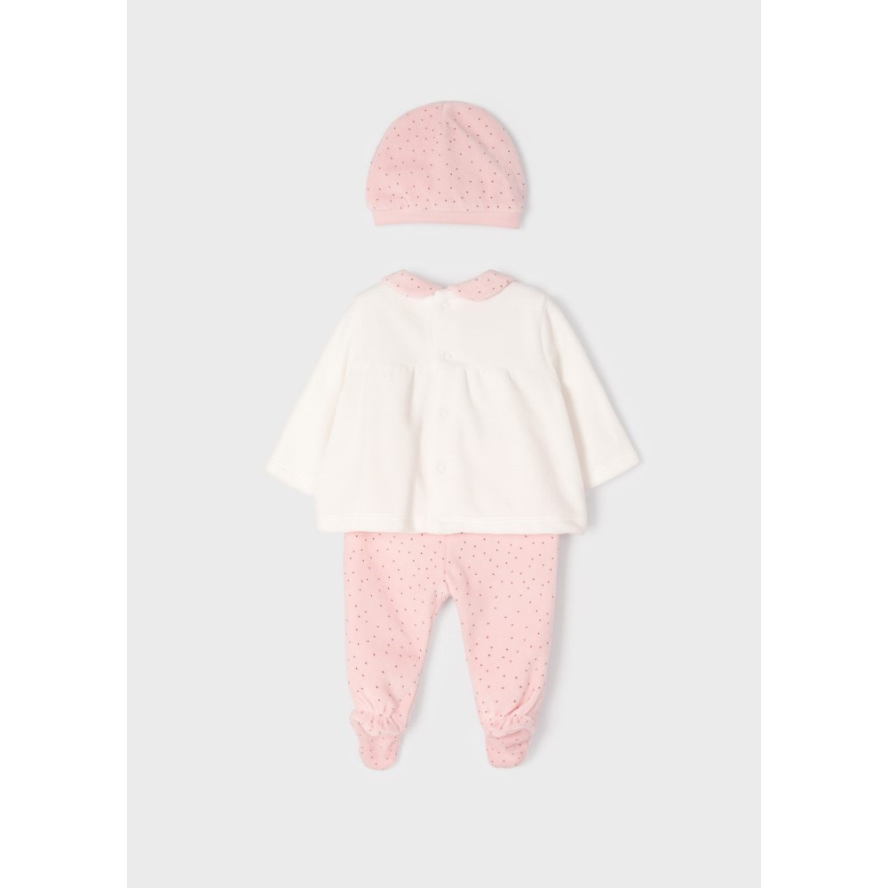 Mayoral Kışlık Kız Bebek Body Patikli Pantolon ve Şapka 3'lü Set Pembe