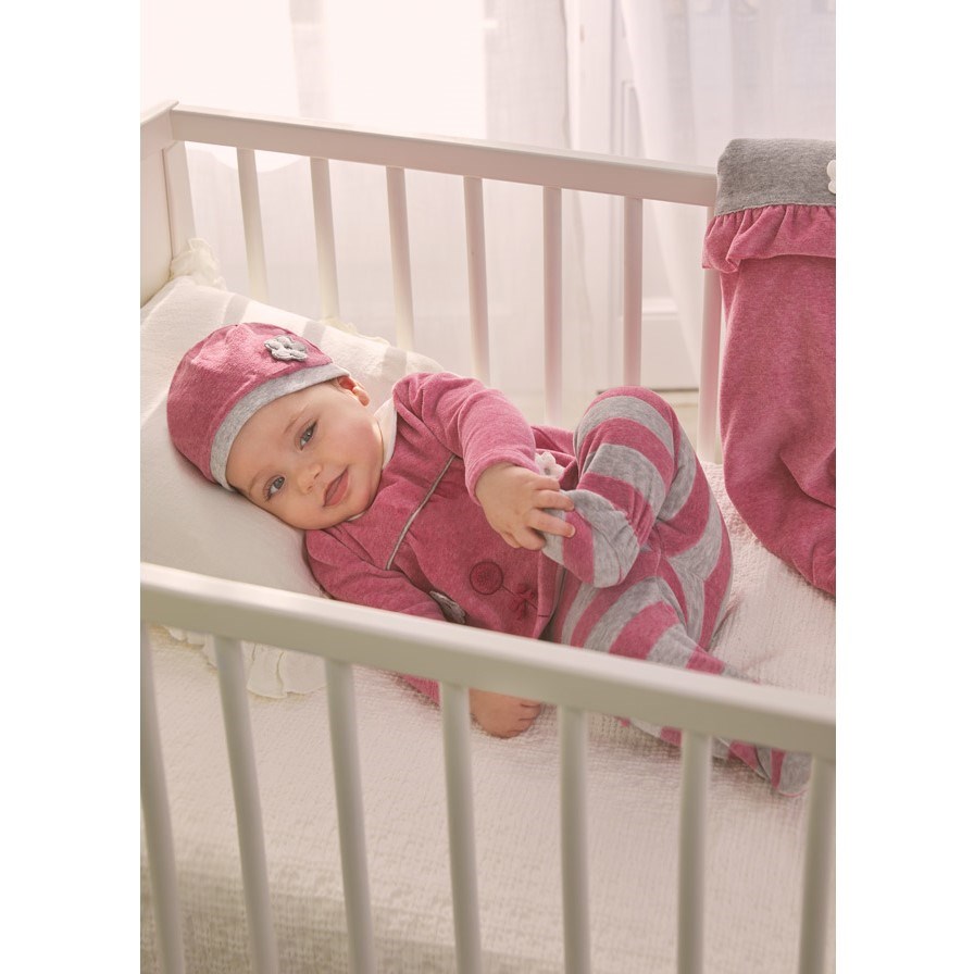 Mayoral Kışlık Kız Bebek Body Patikli Pantolon ve Şapka 3'lü Set Pembe