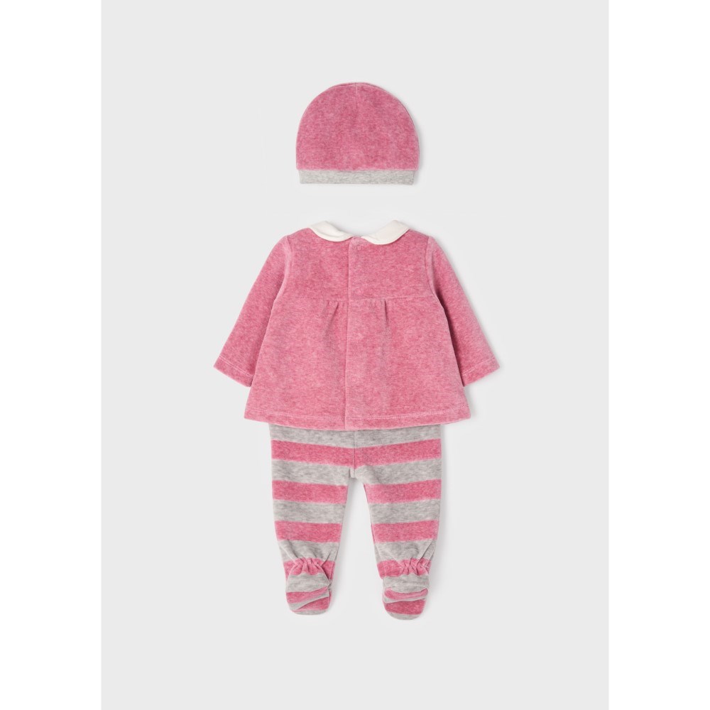 Mayoral Kışlık Kız Bebek Body Patikli Pantolon ve Şapka 3'lü Set Pembe