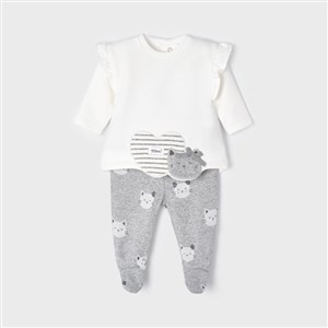 Mayoral Kışlık Kız Bebek Uzun Kol T-shirt ve Patikli Pantolon 2'li Set