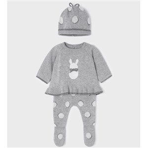 Mayoral Kışlık Kız Bebek Body Patikli Pantolon ve Şapka 3'lü Set