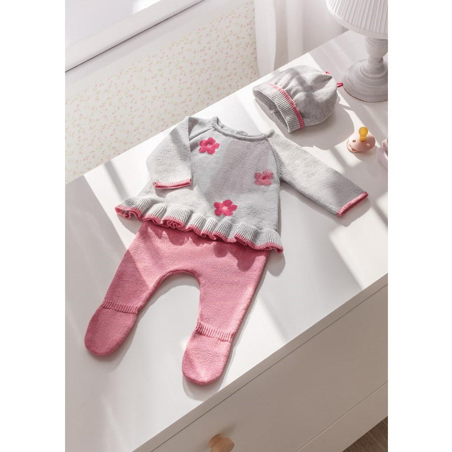 Mayoral Kışlık Kız Bebek Body Patikli Pantolon ve Şapka 3'lü Set Pembe