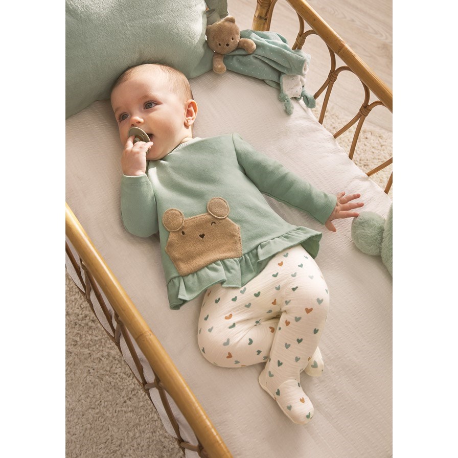 Mayoral Kışlık Kız Bebek Body Patikli Pantolon 2'li Set Yeşil