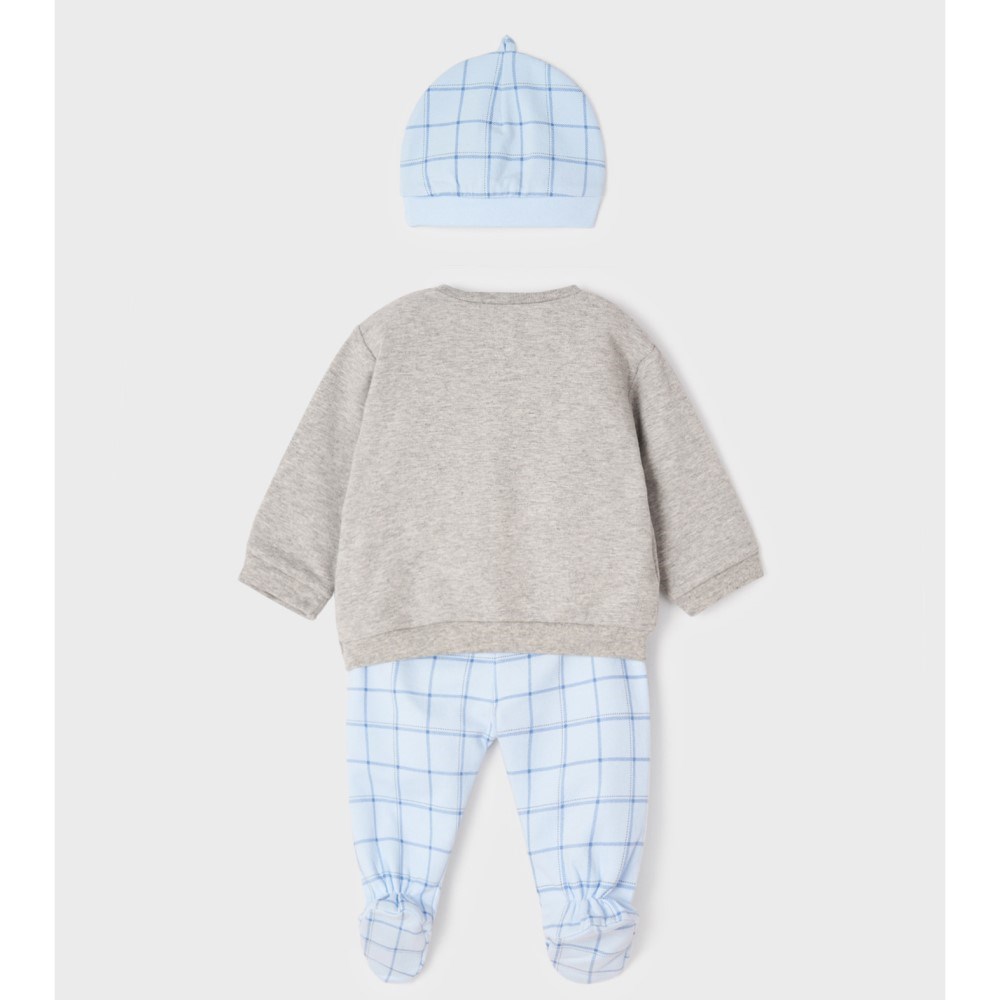 Mayoral Kışlık Erkek Bebek S-shirt Patikli Pantolon Bere Set Mavi