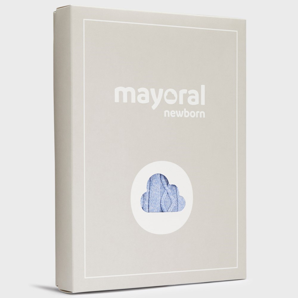 Mayoral Kışlık Erkek Bebek Triko Patikli Pantolon S-shirt Bere Set Mavi