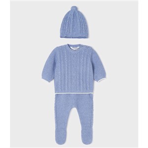Mayoral Kışlık Erkek Bebek Triko Patikli Pantolon S-shirt Bere Set