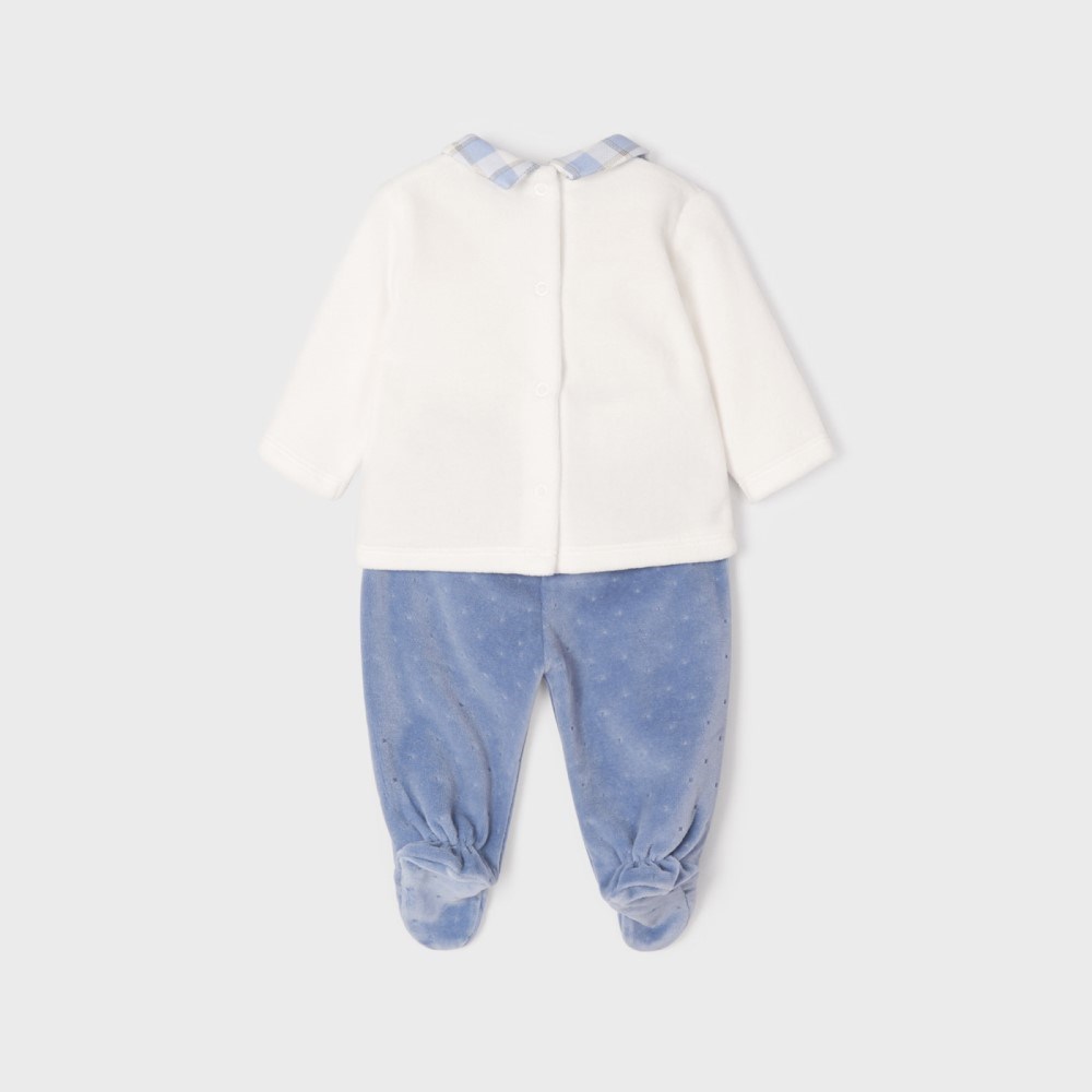 Mayoral Kışlık Erkek Bebek Kadife Patikli Pantolon S-shirt Set Mavi