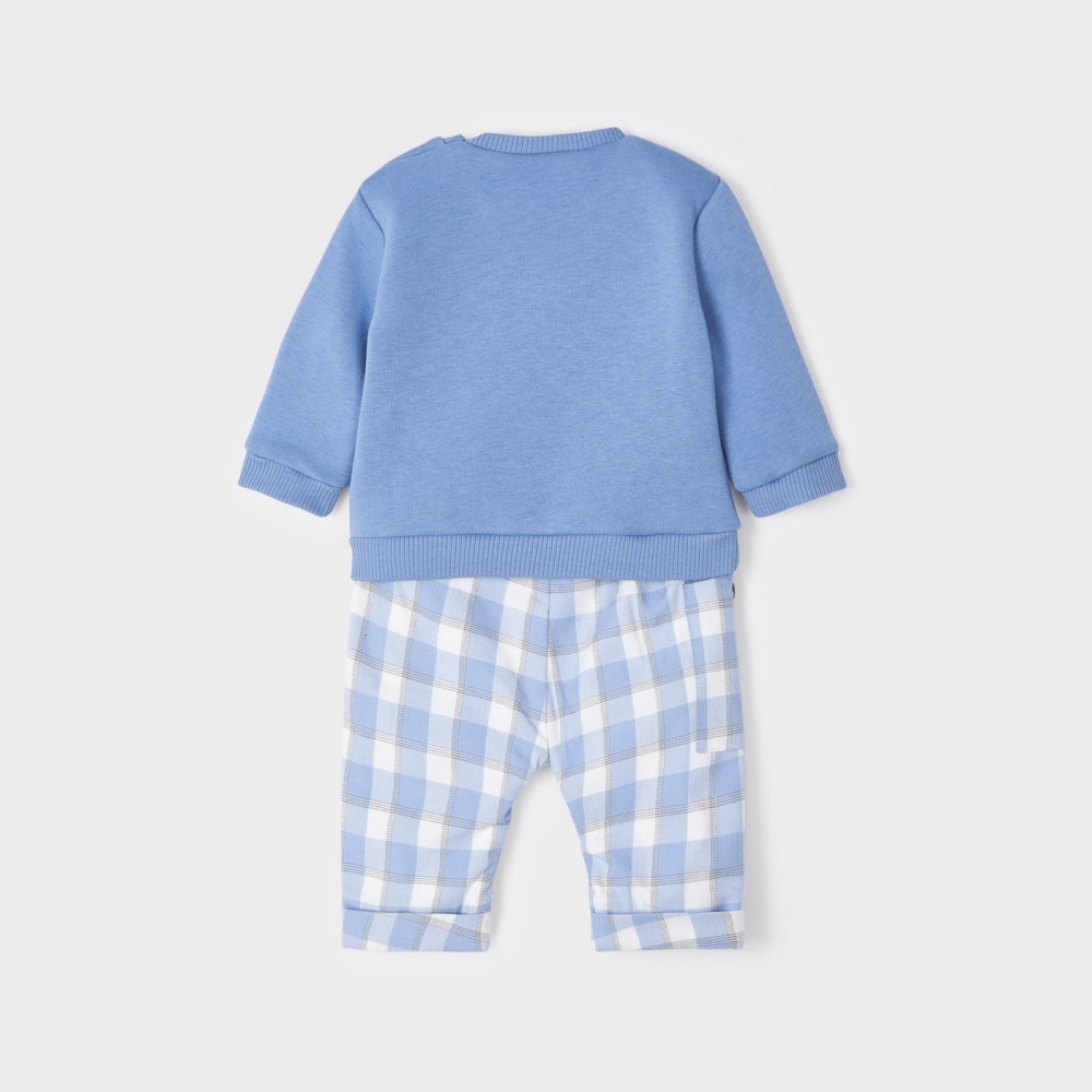 Mayoral Kışlık Erkek Bebek Uzun Kol S-shirt Pantolon 2'li Set Mavi