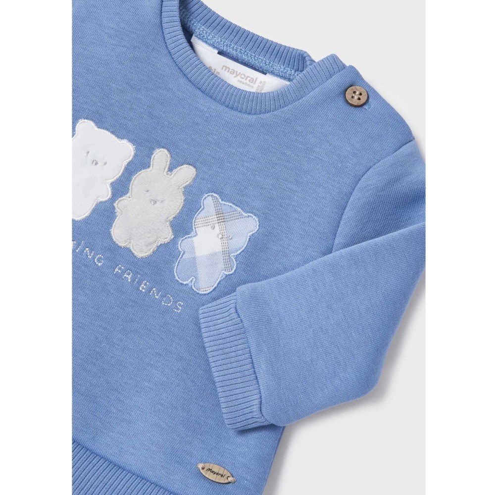 Mayoral Kışlık Erkek Bebek Uzun Kol S-shirt Pantolon 2'li Set Mavi