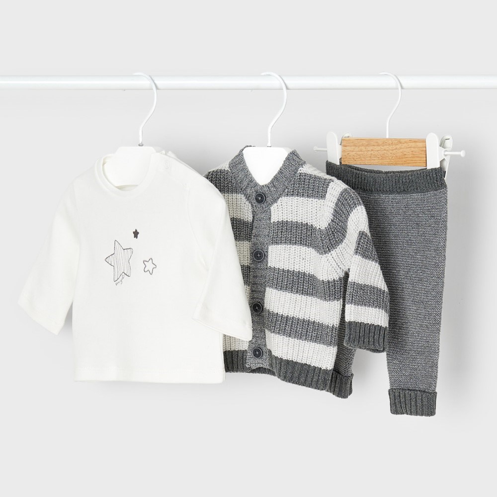Mayoral Kışlık Erkek Bebek Örme Üçlü Set Gri