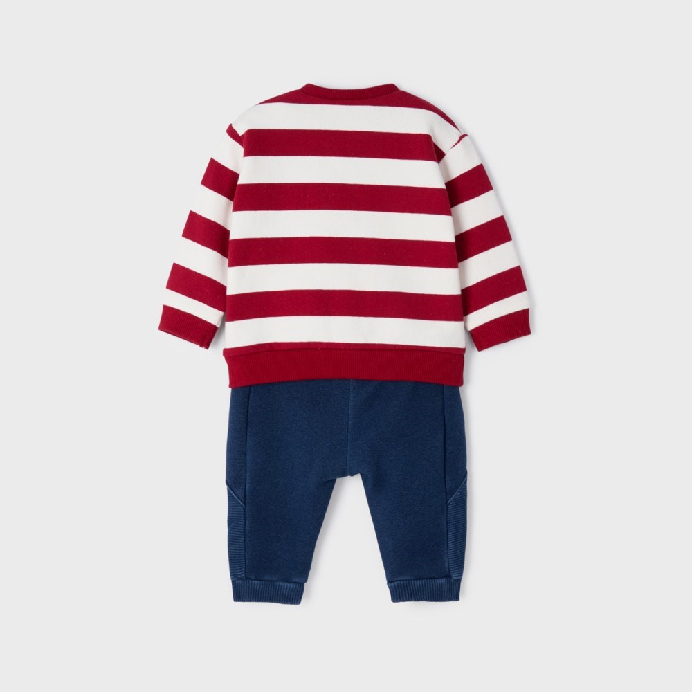 Mayoral Kışlık Erkek Bebek Uzun Kol S-shirt Pantolon 2'li Set Kırmızı