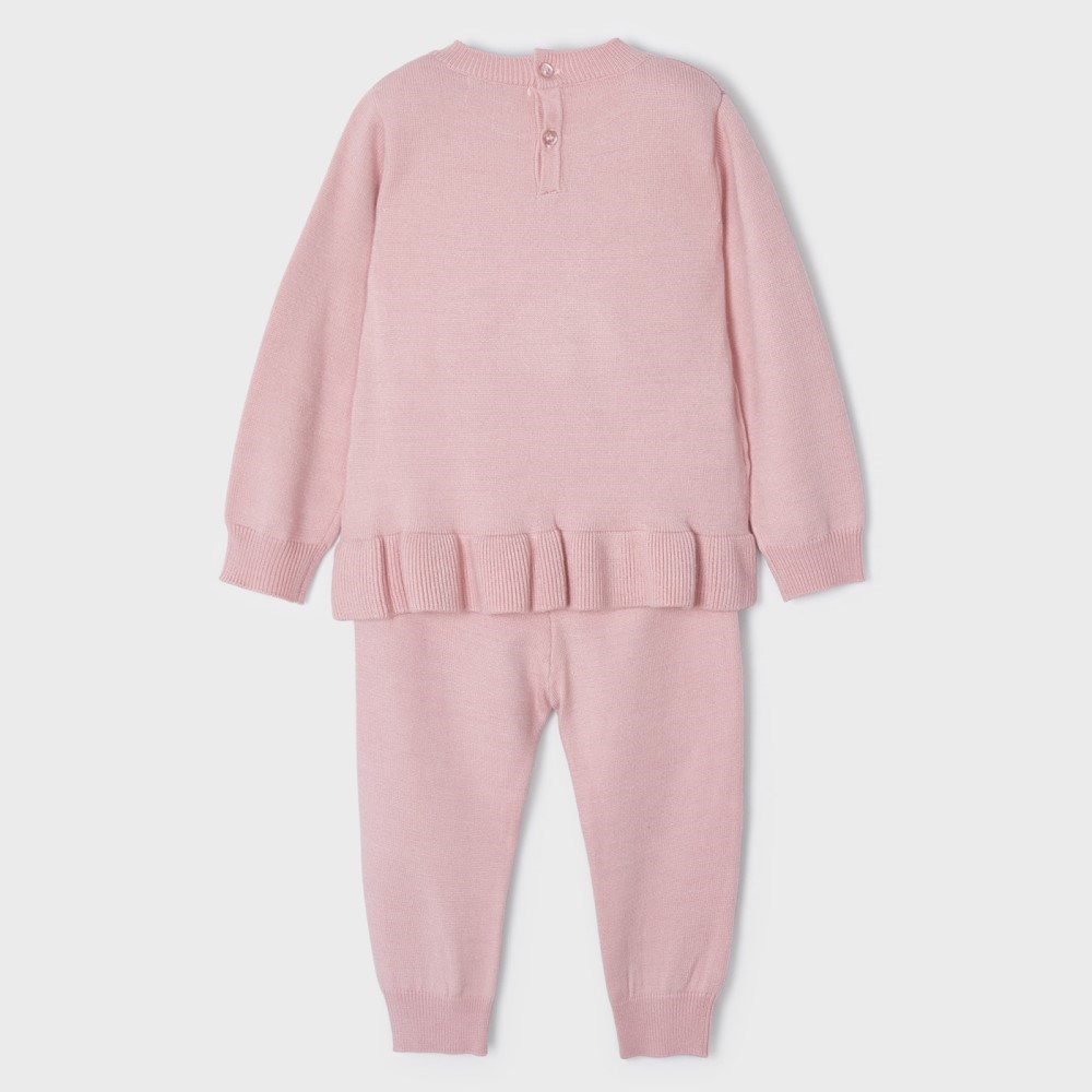 Mayoral Kışlık Kız Bebek Uzun Kol S-shirt Eşofman 2'li Set Pembe