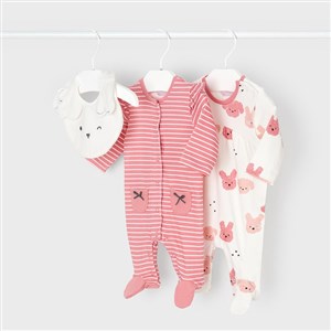 Mayoral Kışlık Kız Bebek Uzun Patikli Tulum ve Önlük 3'lü Set
