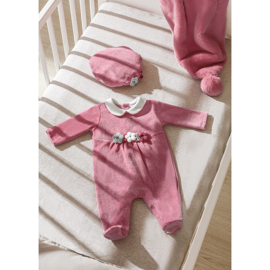 Mayoral Kışlık Kız Bebek Patikli Tulum ve Bere 2'li Set Pembe
