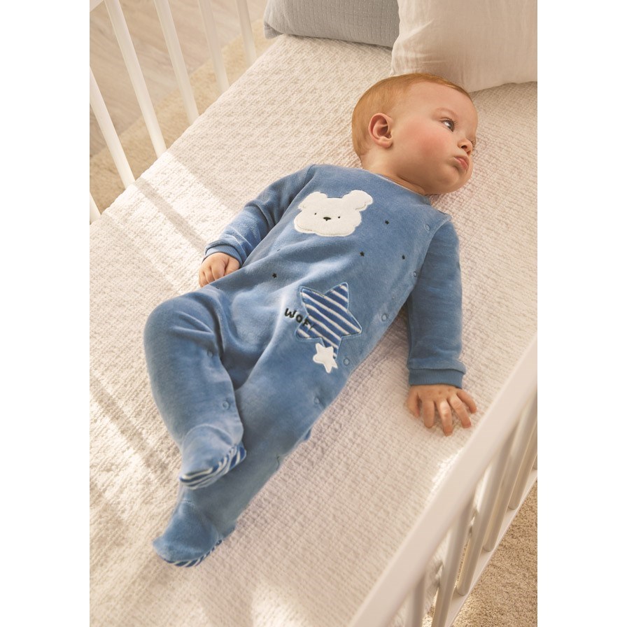 Mayoral Kışlık Erkek Bebek Kadife Patikli Tulum 2'li Set Mavi