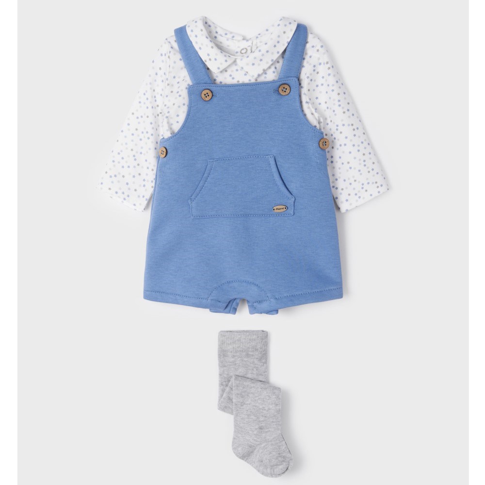 Mayoral Kışlık Erkek Bebek Bluz Salopet Tulum Çorap Set Mavi