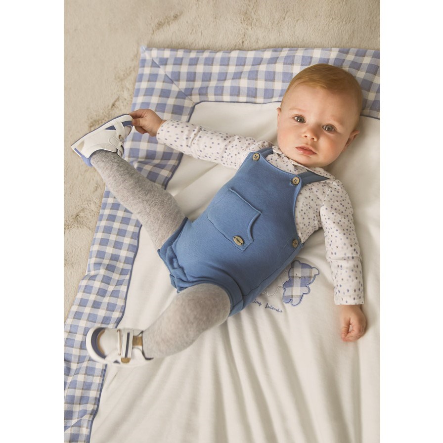 Mayoral Kışlık Erkek Bebek Bluz Salopet Tulum Çorap Set Mavi