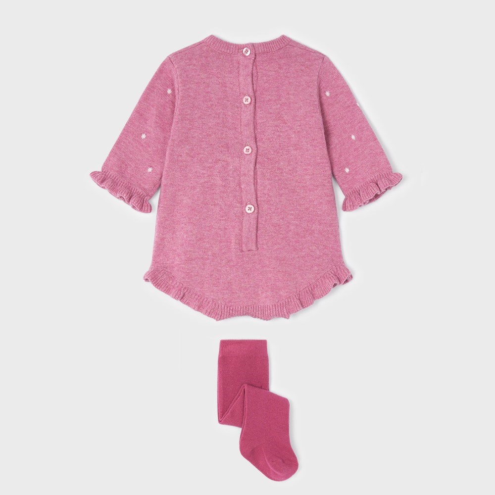 Mayoral Kışlık Kız Bebek Örme Body Çorap Set Pembe