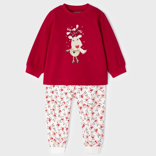 Mayoral Kışlık Kız Bebek Uzun Kol Pijama Beyaz