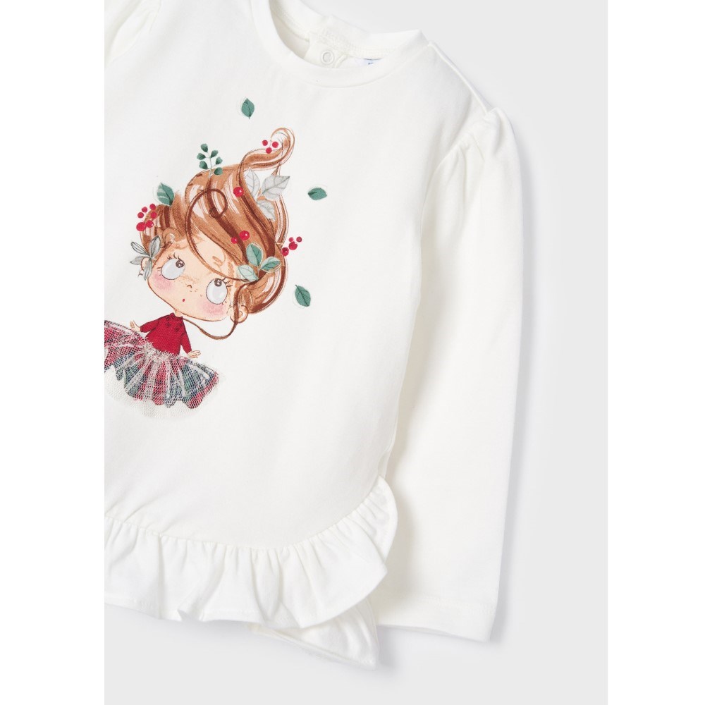 Mayoral Kışlık Kız Bebek Uzun Kol T-shirt Tayt 2'li Set Kırmızı