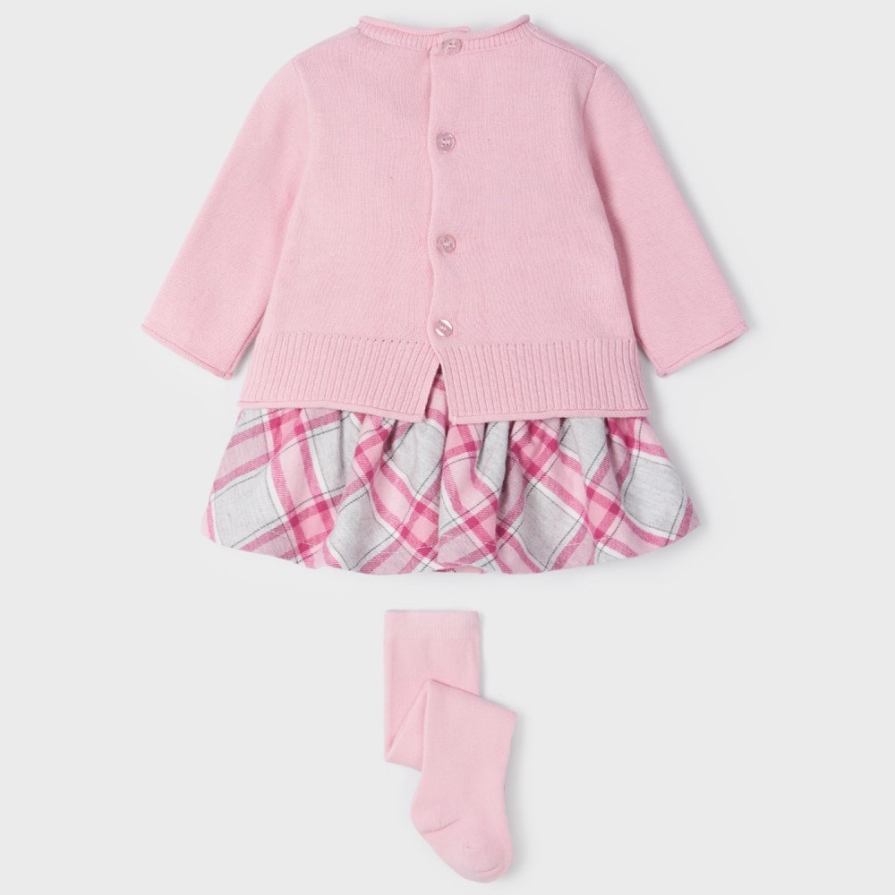 Mayoral Kışlık Kız Bebek Uzun Kol Bluz Etek ve Çorap 3'lü Set Pembe