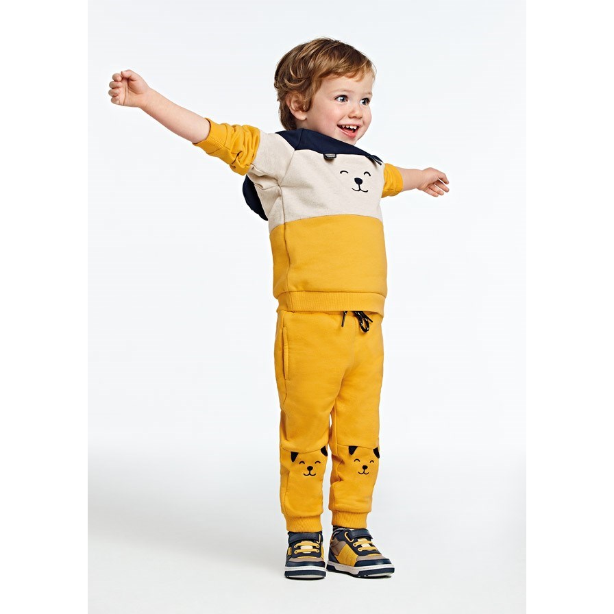 Mayoral Kışlık Erkek Bebek Uzun Kol S-shirt ve Eşofman Üçlü Set Sarı