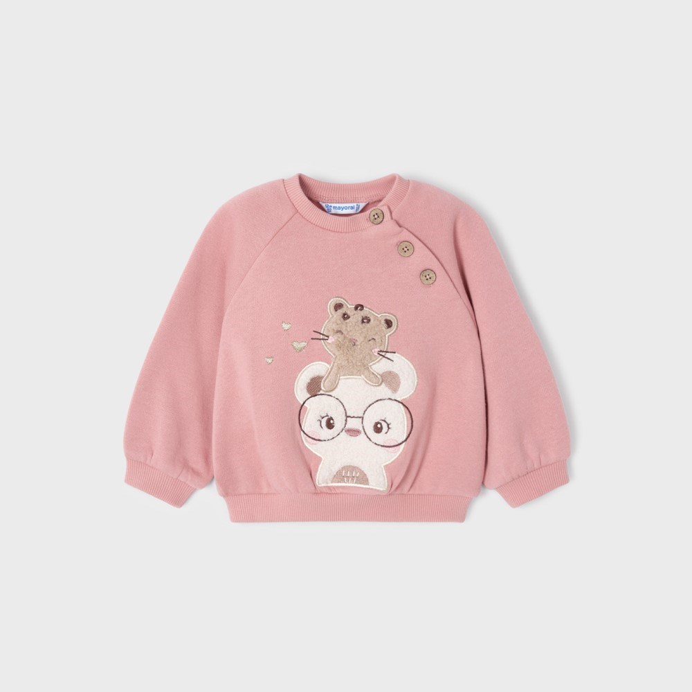 Mayoral Kışlık Kız Bebek Yelek Uzun Kol S-shirt Eşofman 3'lü Set Pembe
