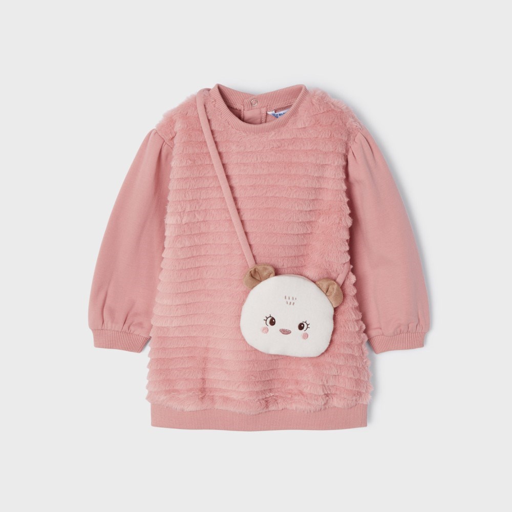 Mayoral Kışlık Kız Bebek Elbise ve Çanta 2'li Set Pembe