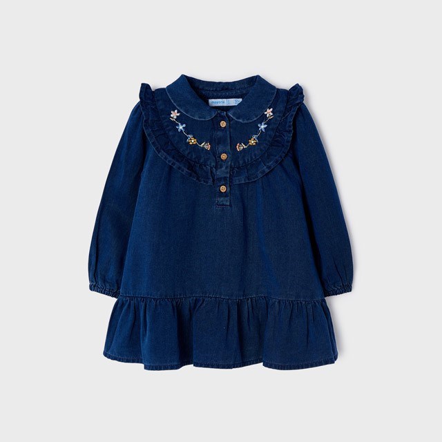 Mayoral Kışlık Kız Bebek Denim Elbise Koyu Mavi
