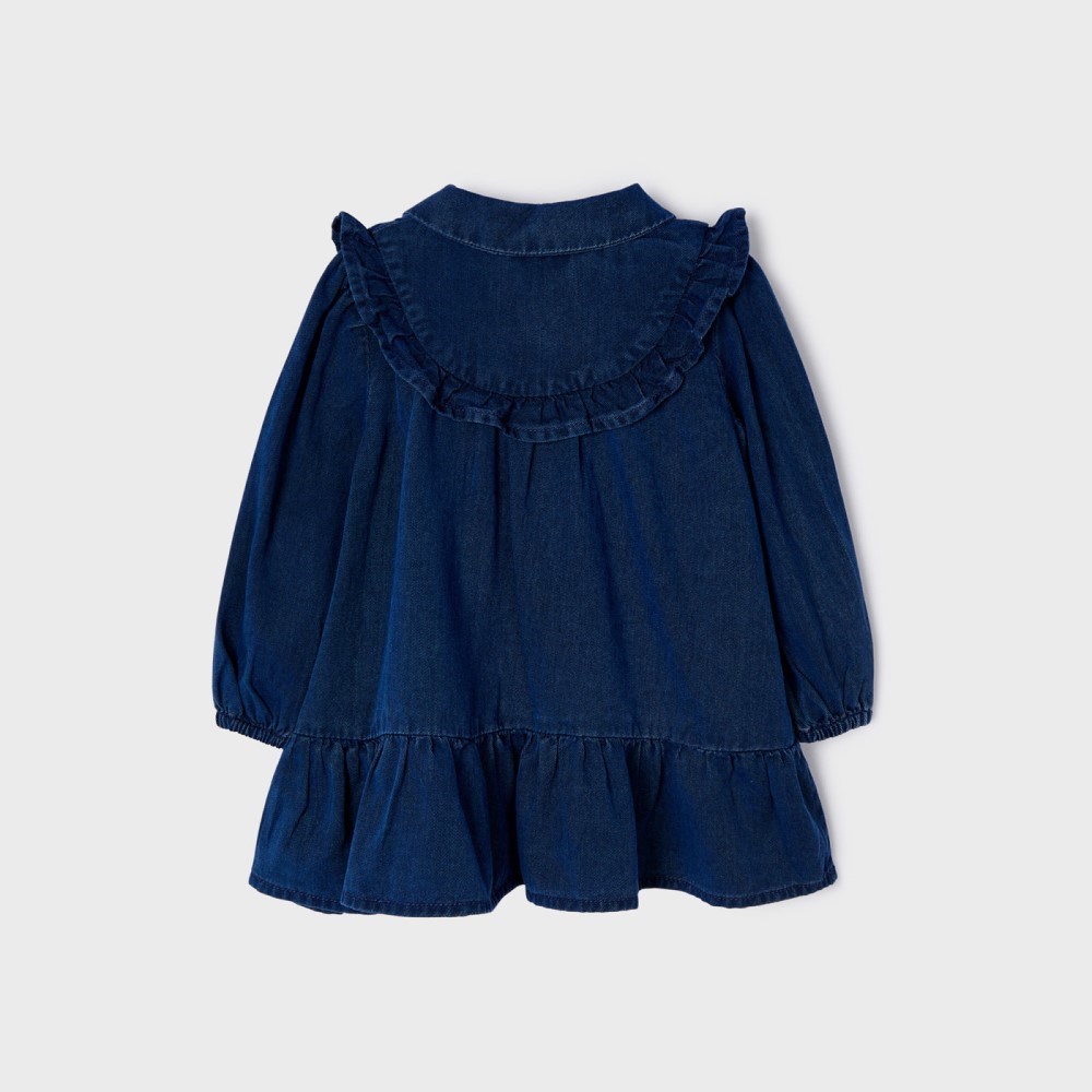 Mayoral Kışlık Kız Bebek Denim Elbise Koyu Mavi
