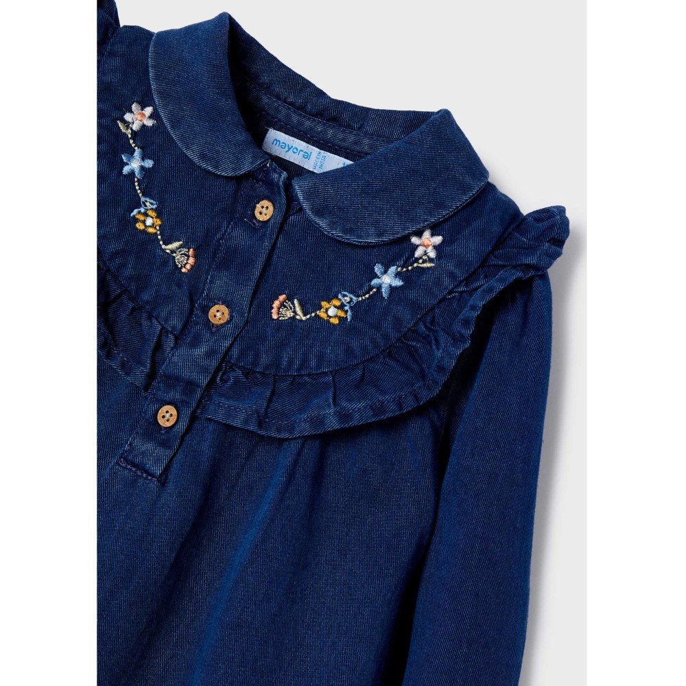 Mayoral Kışlık Kız Bebek Denim Elbise Koyu Mavi