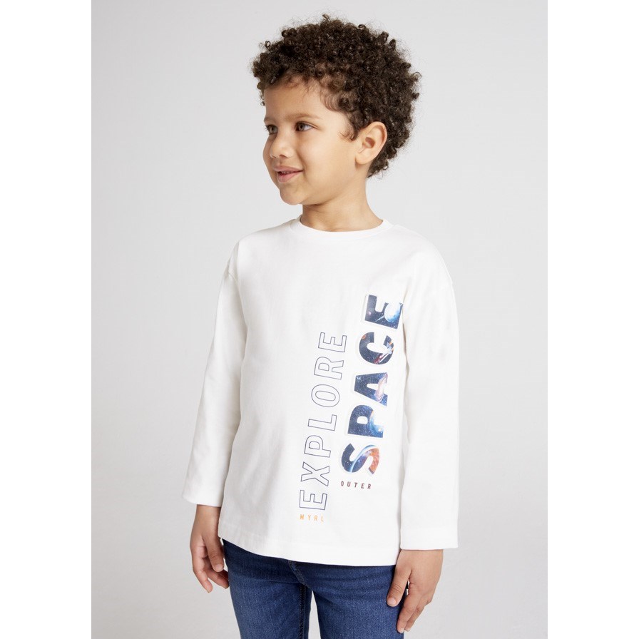 Mayoral Kışlık Erkek Uzun Kol T-shirt Beyaz