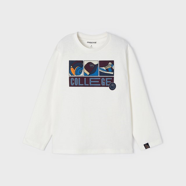 Mayoral Kışlık Erkek Uzun Kol T-shirt Beyaz