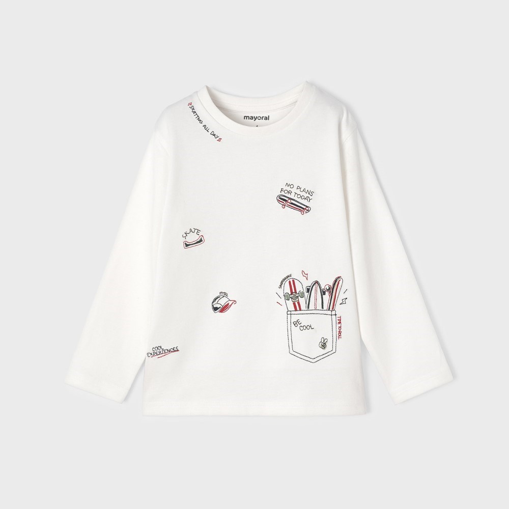 Mayoral Kışlık Erkek Uzun Kol T-shirt Beyaz