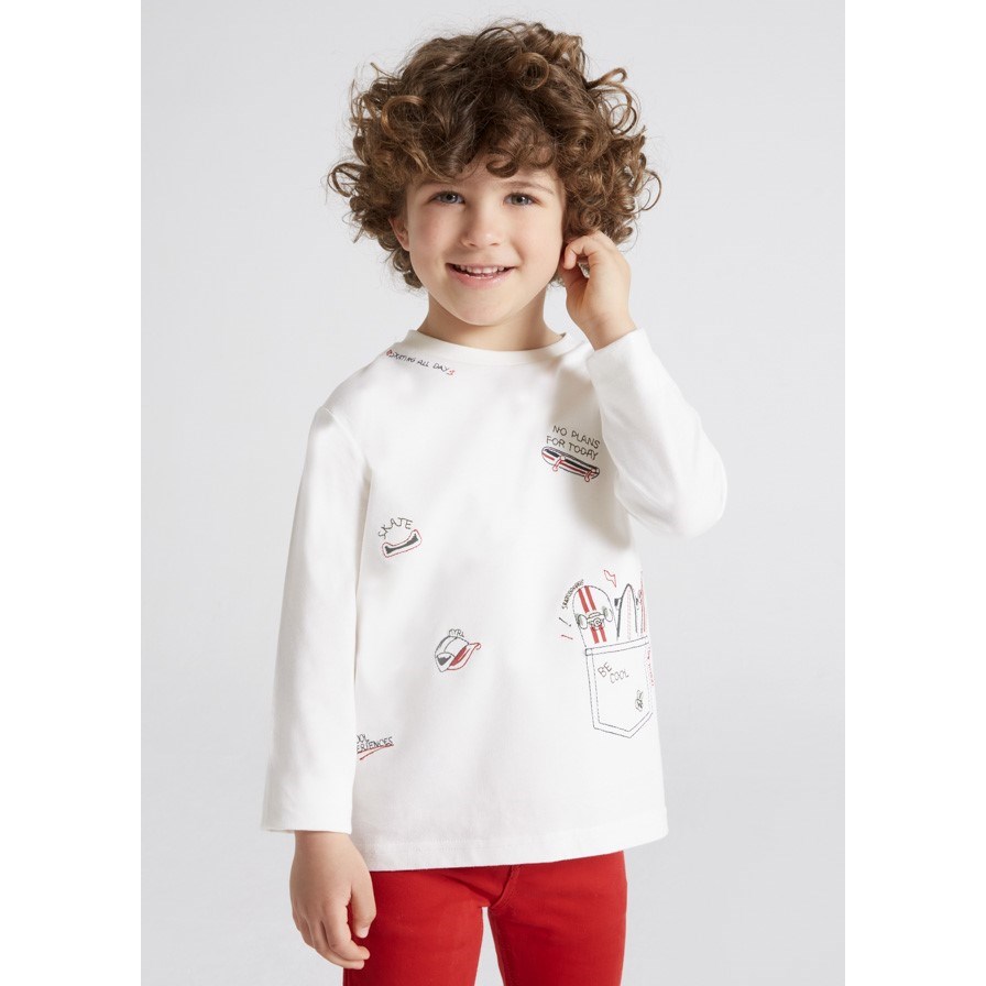 Mayoral Kışlık Erkek Uzun Kol T-shirt Beyaz