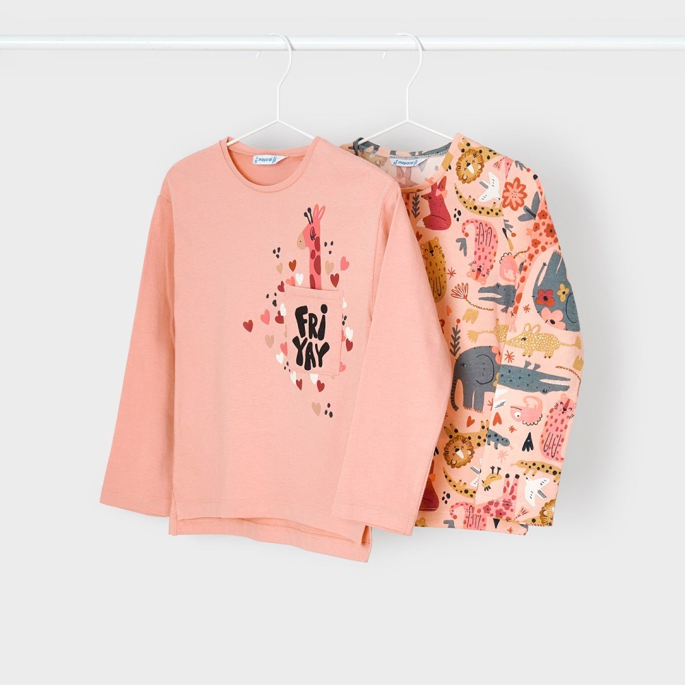 Mayoral Kışlık Kız Uzun Kol T-shirt 2'li Set Pembe