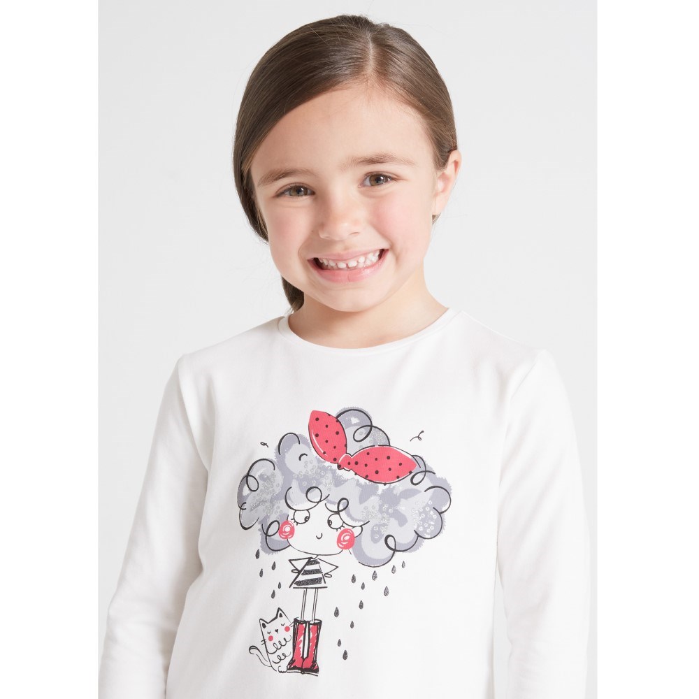 Mayoral Kışlık Kız Uzun Kol T-shirt Beyaz